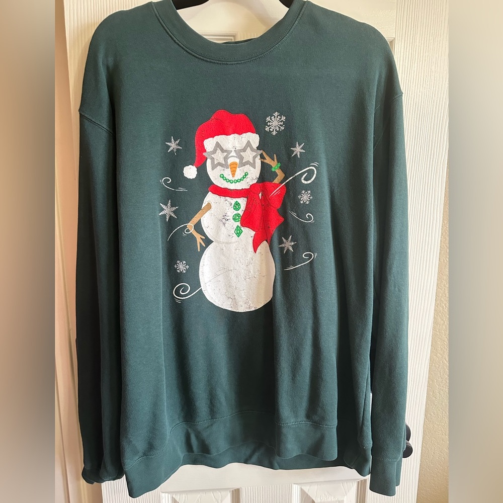Festive Green Snowman Sweater Mallory Ervin